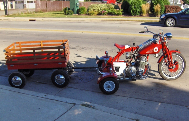 Bike with wagon clearance attached